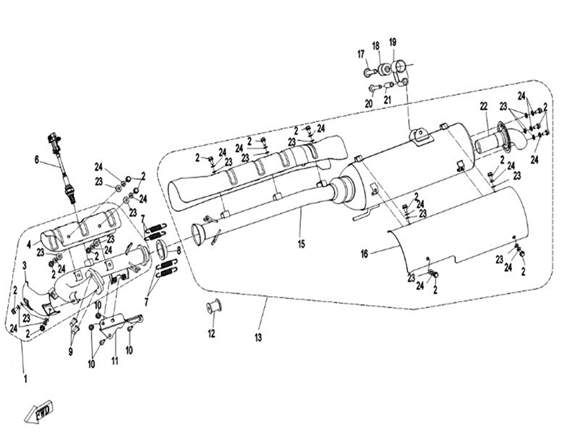 Ersatzteile Auspuff CFMOTO - CForce 450 ONE