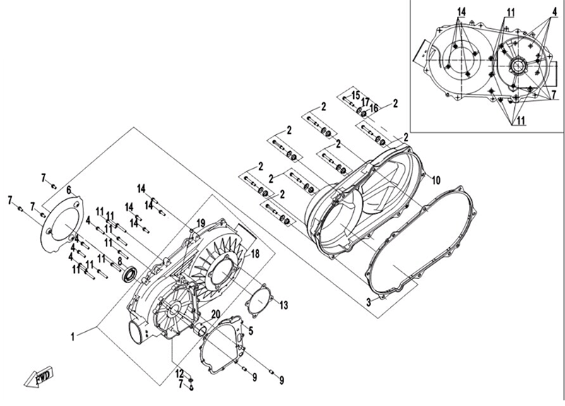 CVT-Gehäuse Ersatzteile CVT-Gehäuse CFMOTO - CForce 450 ONE