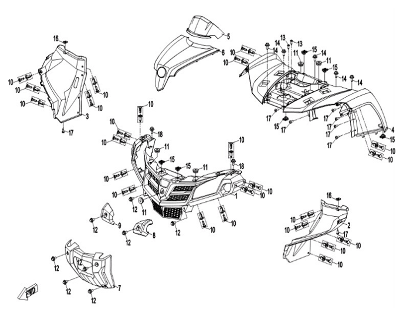 Ersatzteile Frontverkleidung CFMOTO - CForce 450 ONE