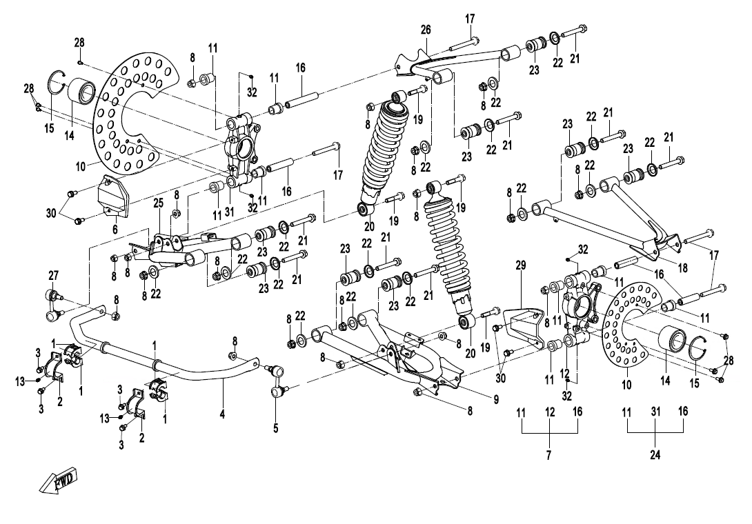 Ersatzteile Hinterradaufhängung CFMOTO - CForce 450 ONE