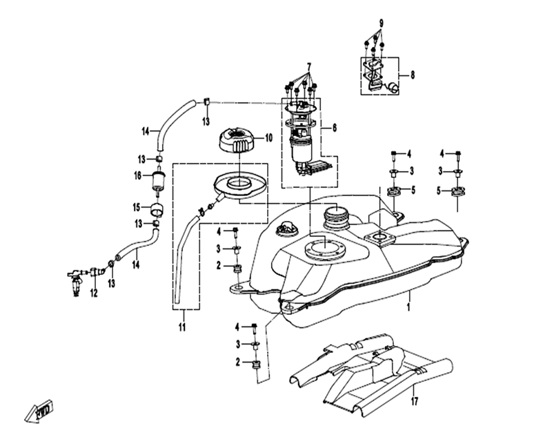 Ersatzteile Kraftstofftank CFMOTO - CForce 450 ONE