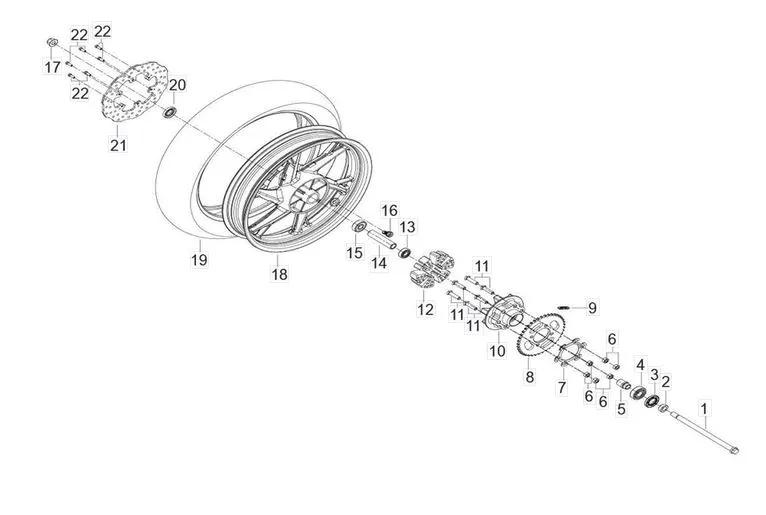 BN 125- Hinterrad, Bremsscheibe & Antriebskette