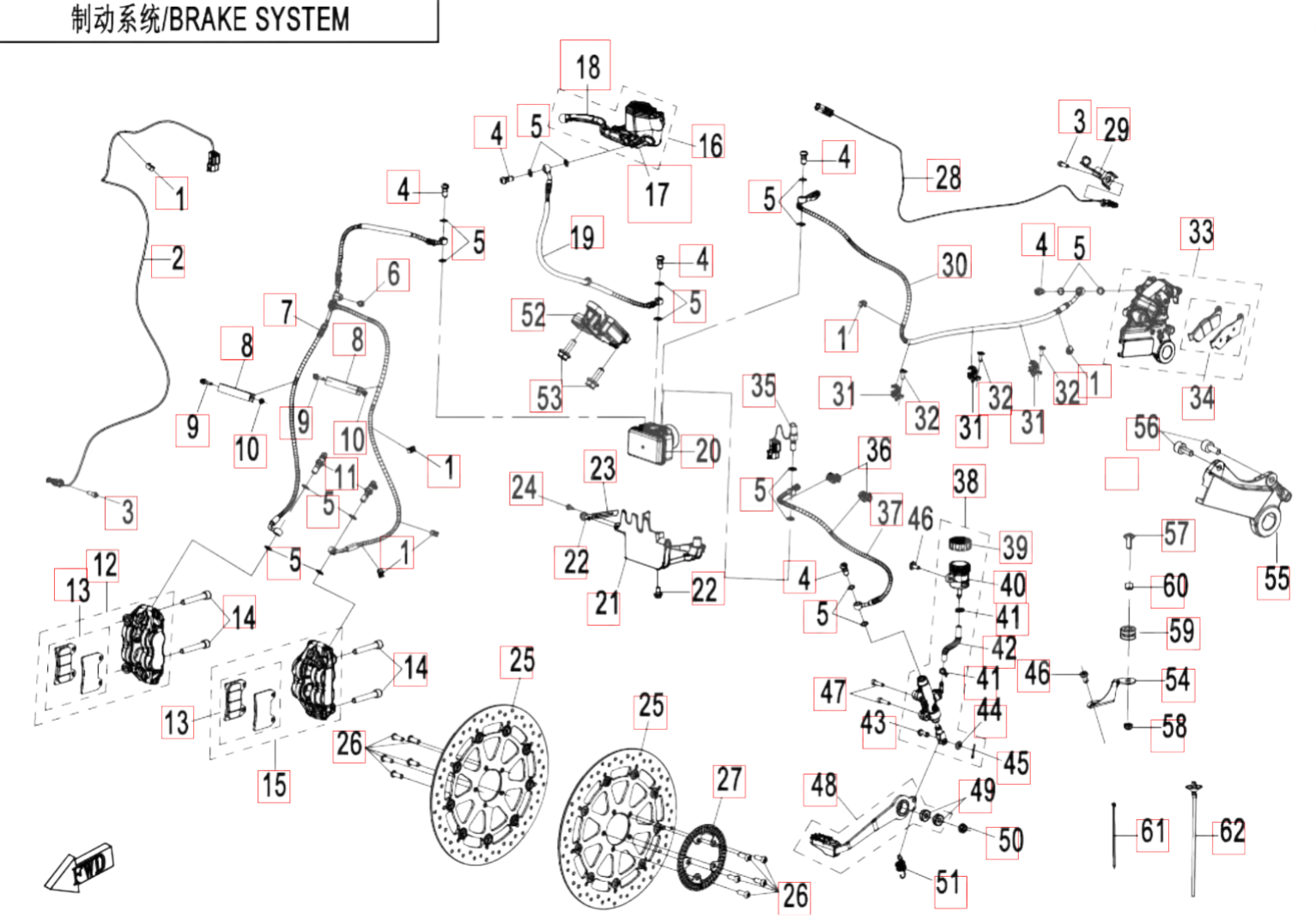 Bremssystem 1000 mtx Bremssystem - CFMOTO 1000 MT-X