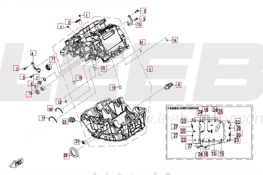 Kurbelgehäuse Ober-Unterteile - CFMOTO 450 MT