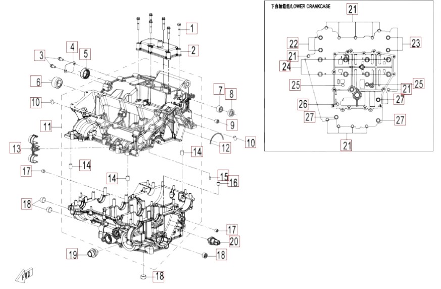 Kurbelgehäuse Ober-Unterteile - CFMOTO 675 SR-R