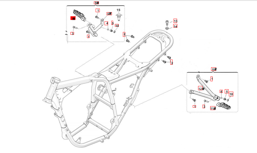 Outlaw 125 Soziusfußrasten SWM Outlaw Soziusfußrasten