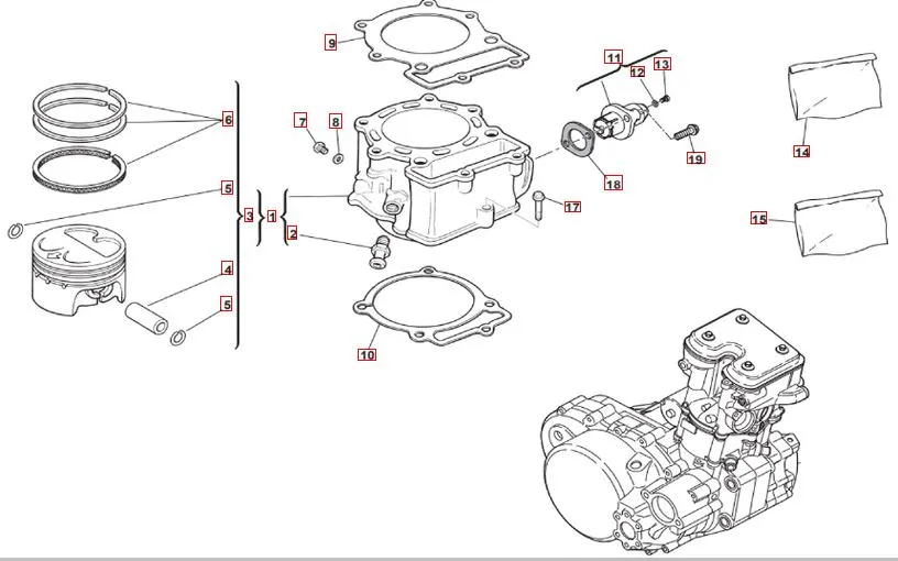 SWM RS 500R E4 Zylinder, Kolben