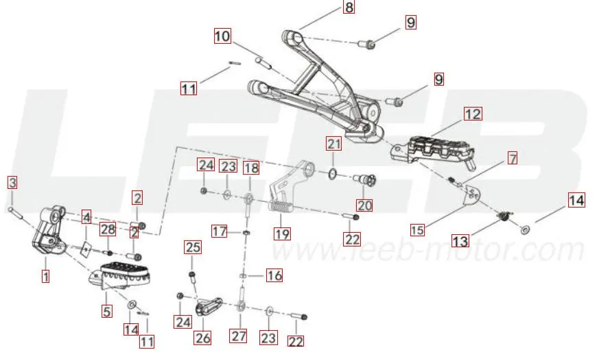 SRT 700 - Fußraste/Schalthebel links