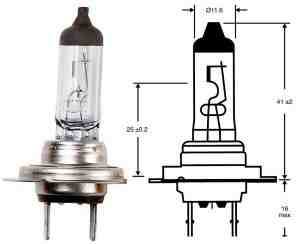 Glühlampe 12 Volt, 55W, Sockel:PX26d, H7.