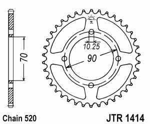 ZZZ JT Kettenrad Stahl, Teilung 520, 1414,43