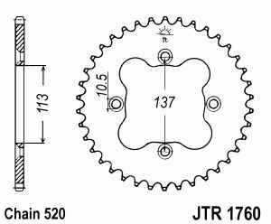 JT Kettenrad Stahl, Teilung 520, 1760