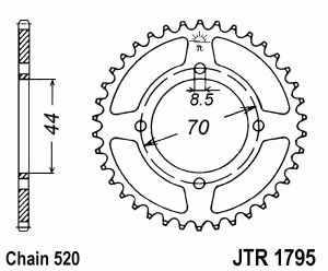 JT Kettenrad Stahl, Teilung 520, 1795,22