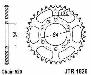 JT Kettenrad Stahl, Teilung 520, 1826