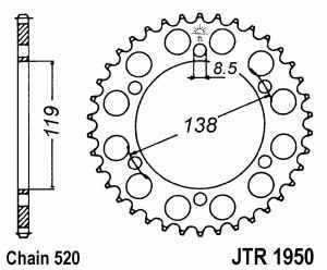 JT Kettenrad Stahl, Teilung 520, 1950