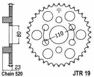 JT Kettenrad Stahl, Teilung 520, 19