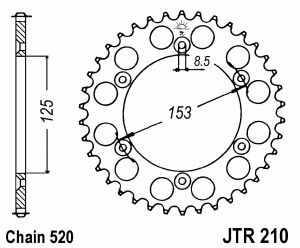 JT Kettenrad Stahl, Teilung 520, 210