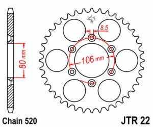 JT Kettenrad Stahl, Teilung 520, 22,45