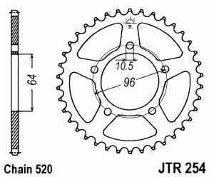 JT Kettenrad Stahl, Teilung 520, 254,43