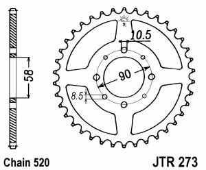 JT Kettenrad Stahl, Teilung 520, 273