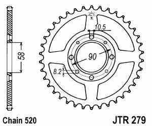 JT Kettenrad Stahl, Teilung 520, 279