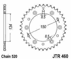 JT Kettenrad Stahl, Teilung 520, 460