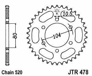 JT Kettenrad Stahl, Teilung 520, 478