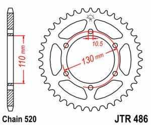 JT Kettenrad Stahl, Teilung 520, 486