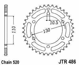 JT Kettenrad Stahl, Teilung 520, 486