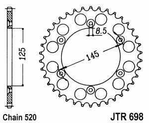 JT Kettenrad Stahl, Teilung 520, 698,44