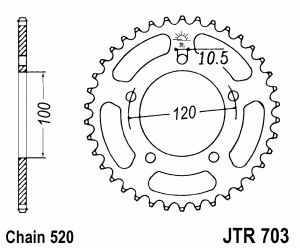 JT Kettenrad Stahl, Teilung 520, 703