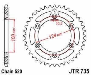 JT Kettenrad Stahl, Teilung 520, 735