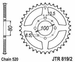 JT Kettenrad Stahl, Teilung 520, 819/2-41