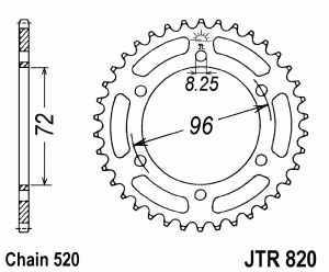 JT Kettenrad Stahl, Teilung 520, 820,42