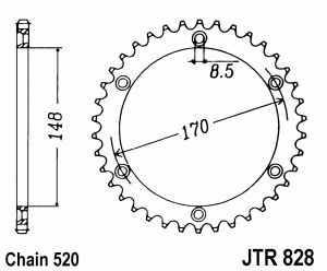 JT Kettenrad Stahl, Teilung 520, 828