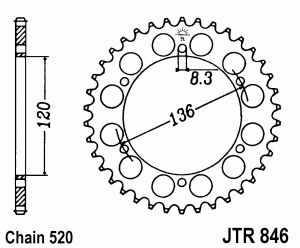 JT Kettenrad Stahl, Teilung 520, 846