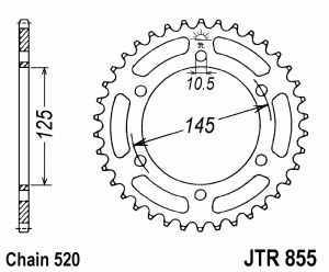 JT Kettenrad Stahl, Teilung 520, 855