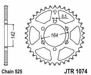 JT Kettenrad Stahl, Teilung 525, 1074,44