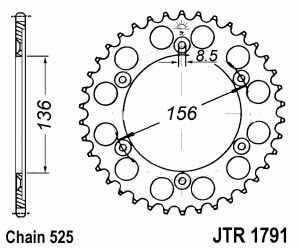 JT Kettenrad Stahl, Teilung 525, 1791