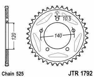 JT Kettenrad Stahl, Teilung 525, 1792