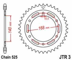 JT Kettenrad Stahl, Teilung 525, 3