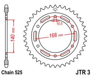 JT Kettenrad Stahl, Teilung 525, 3a