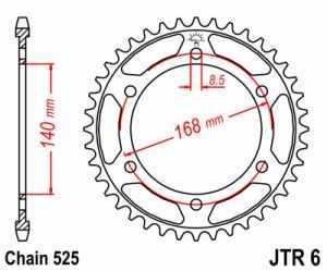 JT Kettenrad Stahl, Teilung 525, 6