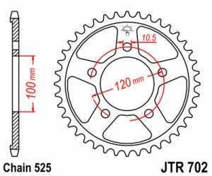 JT Kettenrad Stahl, Teilung 525, 702