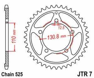 JT Kettenrad Stahl, Teilung 525, 7,44