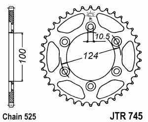 JT Kettenrad Stahl, Teilung 525, 745