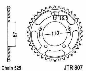 JT Kettenrad Stahl, Teilung 525, 807