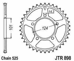 JT Kettenrad Stahl, Teilung 525, 898