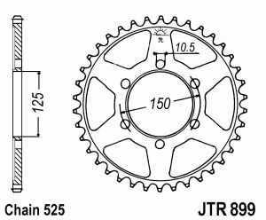 JT Kettenrad Stahl, Teilung 525, 899