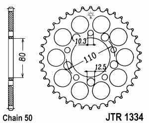 JT Kettenrad Stahl, Teilung 530, 1334