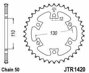 JT Kettenrad Stahl, Teilung 530, 1420,40